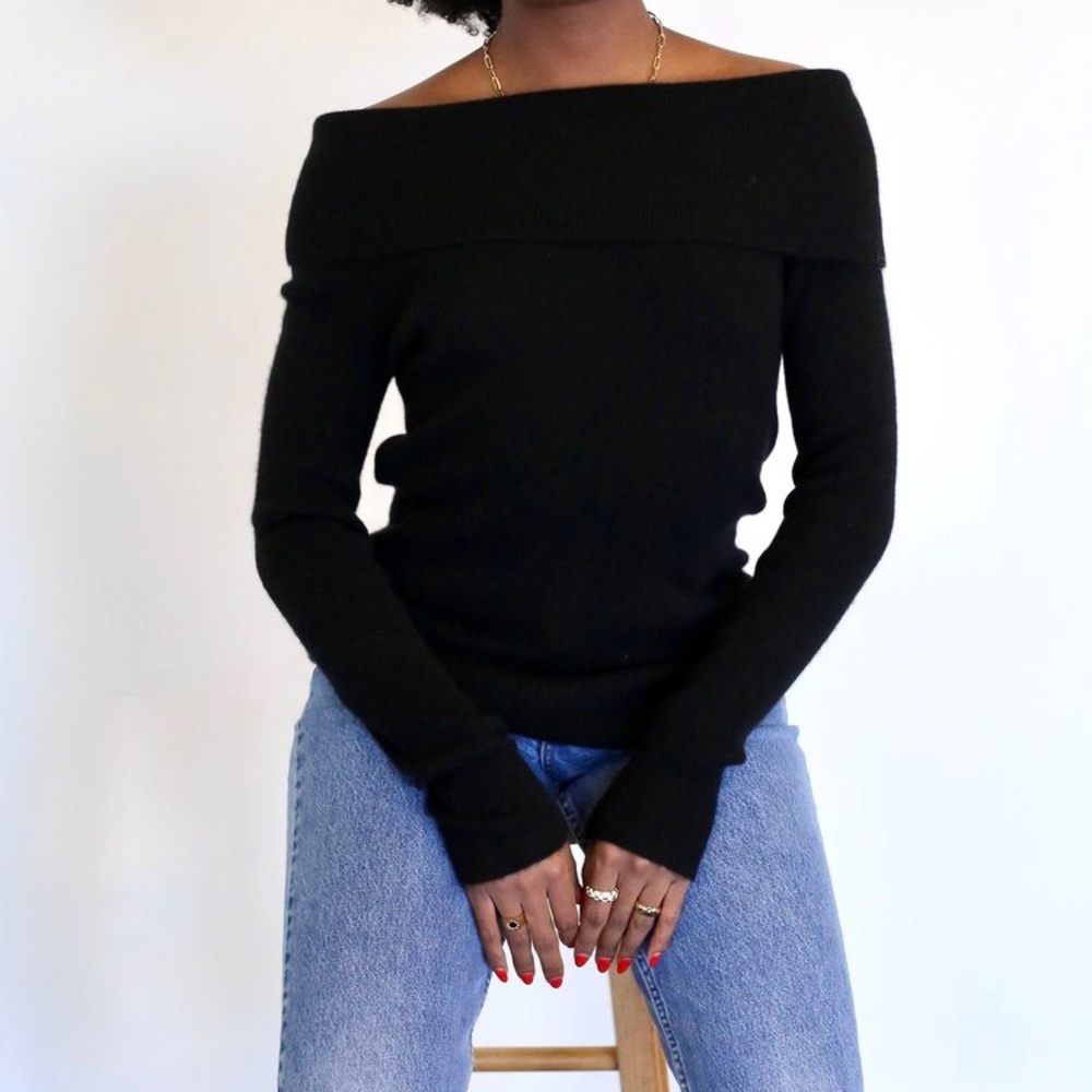 Vintage Saks cashmere cowl neck sweater